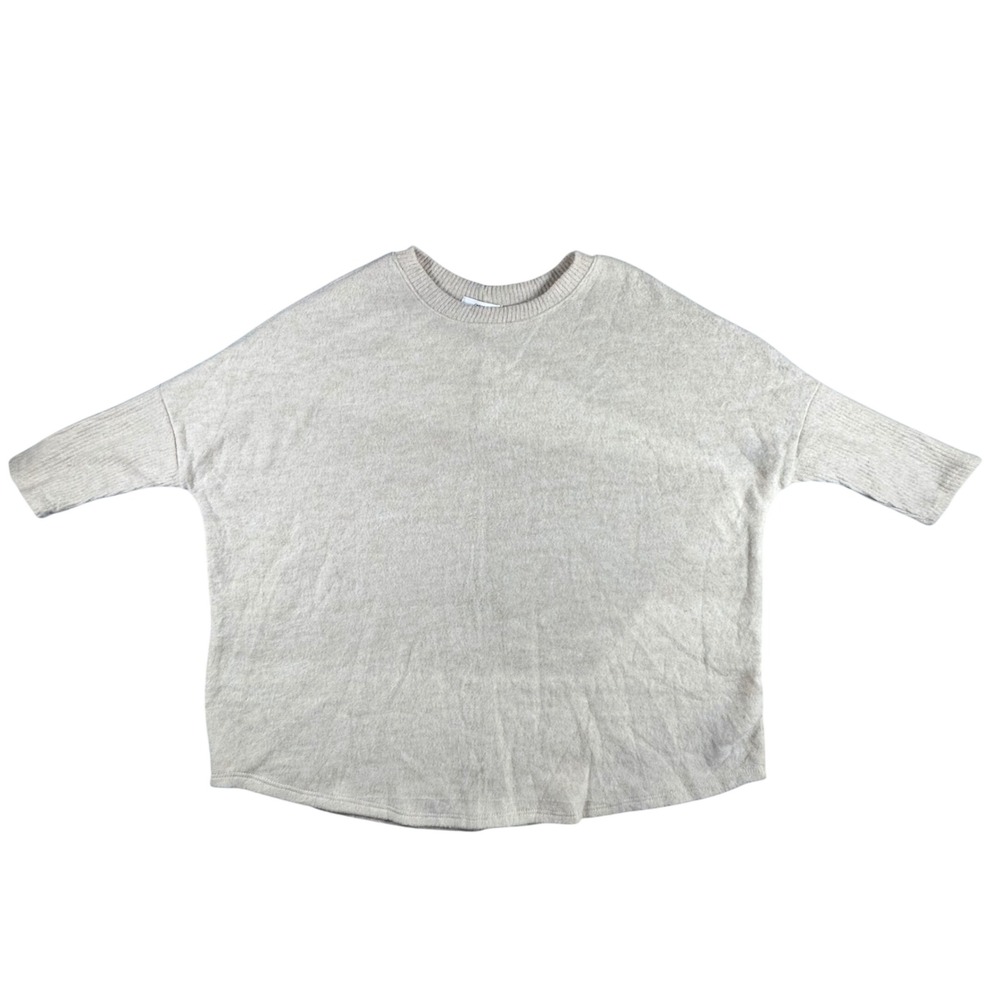 Cherish Oversized Knit Sweater Women Small Beige Oatmeal Dolman Sleeve T22538